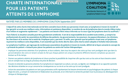 Charte internationale des patients atteints d’un lymphome
